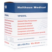 Holthaus Medical YPSIVIL Zellstoff-Vlies-Kompresse, steril - 1 Packung = 25 Stück, Maße: 10 x 10 cm 25X1 St