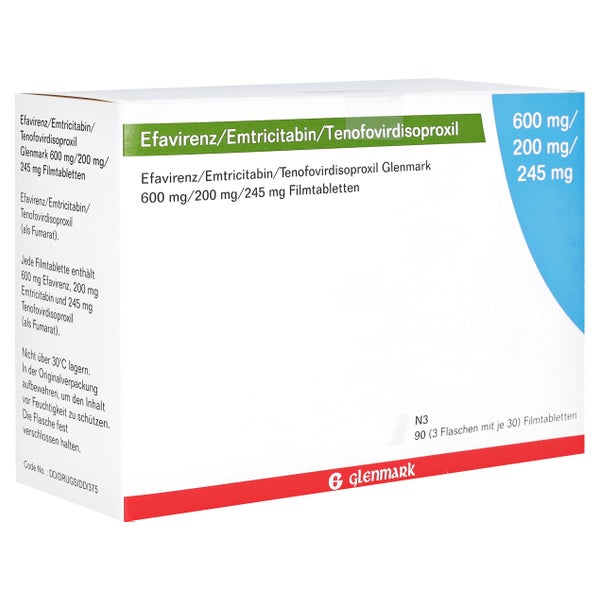 EFAVIRENZ/Emtricitabin/Tenofovi.Glenma.600/200/245 3X30 St