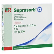 Lohmann & Rauscher Suprasorb G Gelkompresse, steril, feuchtigkeitsspendend - 1 Packung = 5 Stück, Maße: 5 x 6,5 cm 5 St