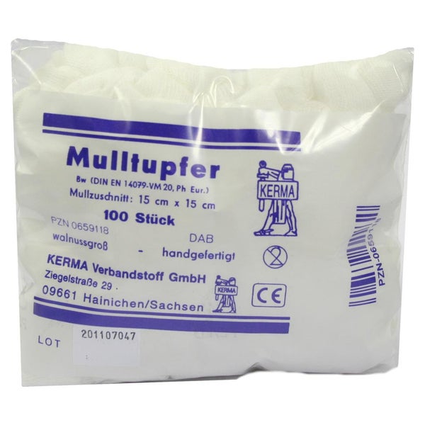 Mulltupfer 15x15 cm walnussgroß unsteril 100 St