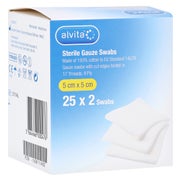 Produktabbildung: Alvita Mullkompressen Steril 5x5 cm 25X2 St