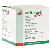 Lohmann & Rauscher Haftelast Fixierbinde, latexfrei, cremefarben, selbsthaftend - 1 Stück, einzeln in Faltschachtel, Maße: 8 cm x 20 m 1 St