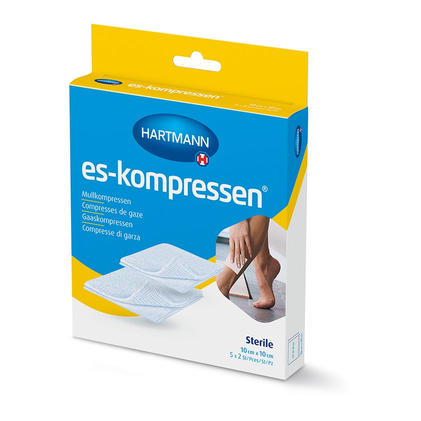 ES-Kompressen Steril 10x10cm 8-fach 17fädig 5X2 St