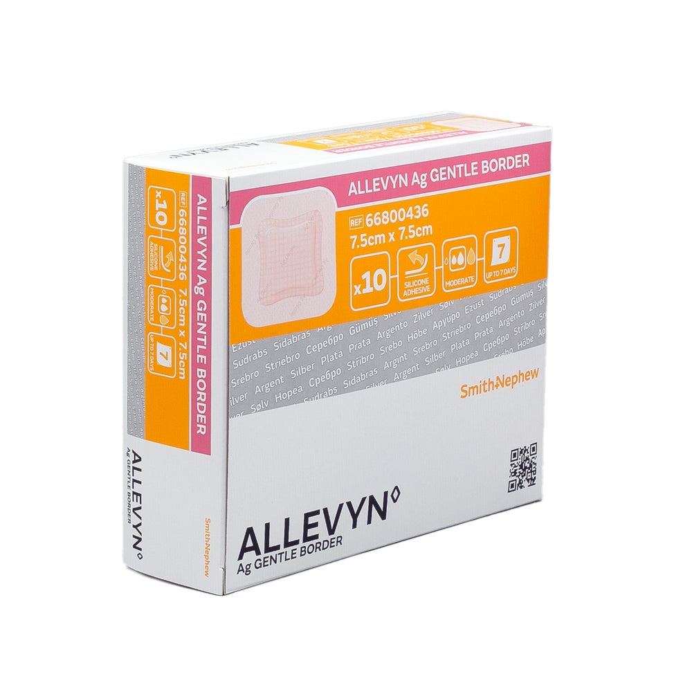 Allevyn Ag Gentle Border 7,5x7,5 cm Wund 10 St