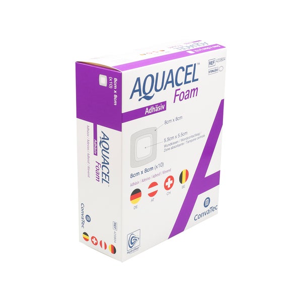 Aquacel Foam Adhäsiv 8x8 cm Verband 10 St