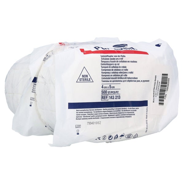 Pur-zellin 4x5 cm unsteril Rolle 2X500 St