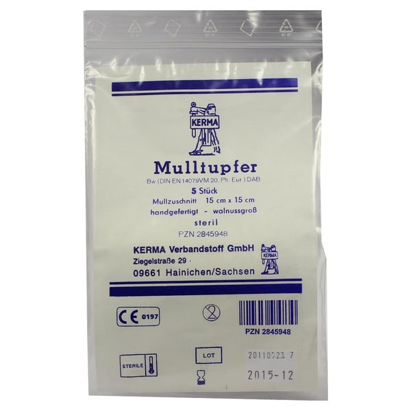 Mulltupfer 15x15 cm walnussgroß steril 5 St