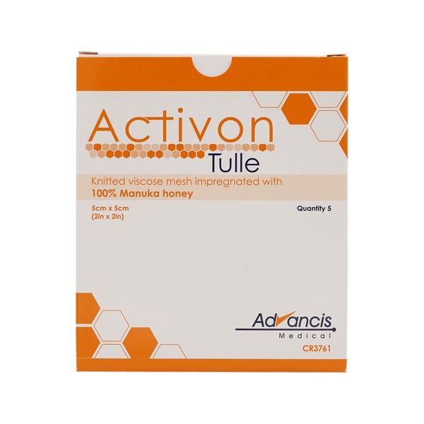 Activon Tulle Honig Wundauflage 5 x 5cm 5 St