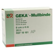 Lohmann & Rauscher Geka Mullbinde, starr, 20-fädig, weiß - 1 Packung = 20 Stück, einzeln eingesiegelt, Maße: 6 cm x 4 m 20 St