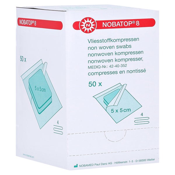 NOBA Nobatop 8 sterile Vliesstoffkompressen 4 - fach 50 x 2 Stück - 5 x 5 cm 50X2 St