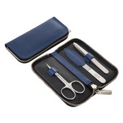 Reißverschluss-Etui aus Spaltleder dunkelblau, 3-tlg. 1 St