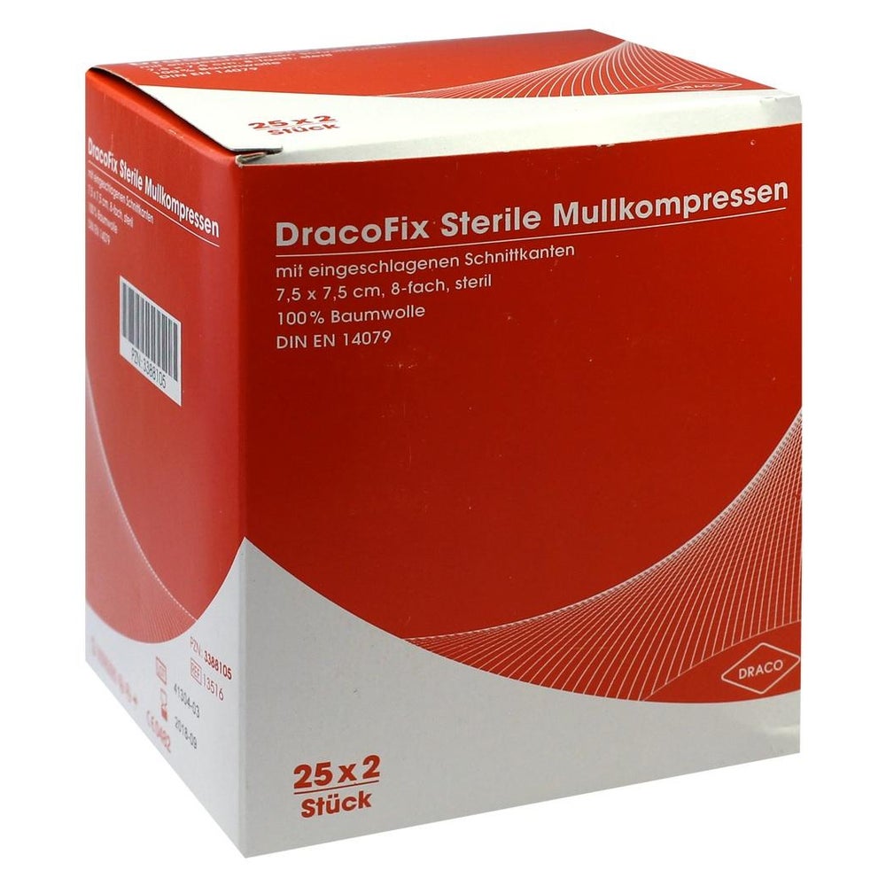 Dracofix PEEL Kompressen steril 7,5x7,5cm 8fach 25X2 St