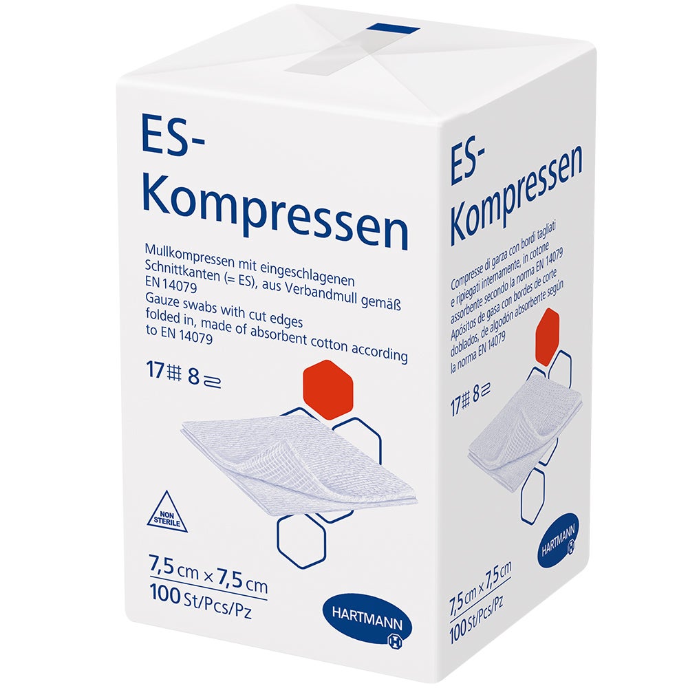 Hartmann ES-Kompressen unsteril 8- lagig 100 Stück - 7,5 x 7,5 cm / Einzelpackung 100 St