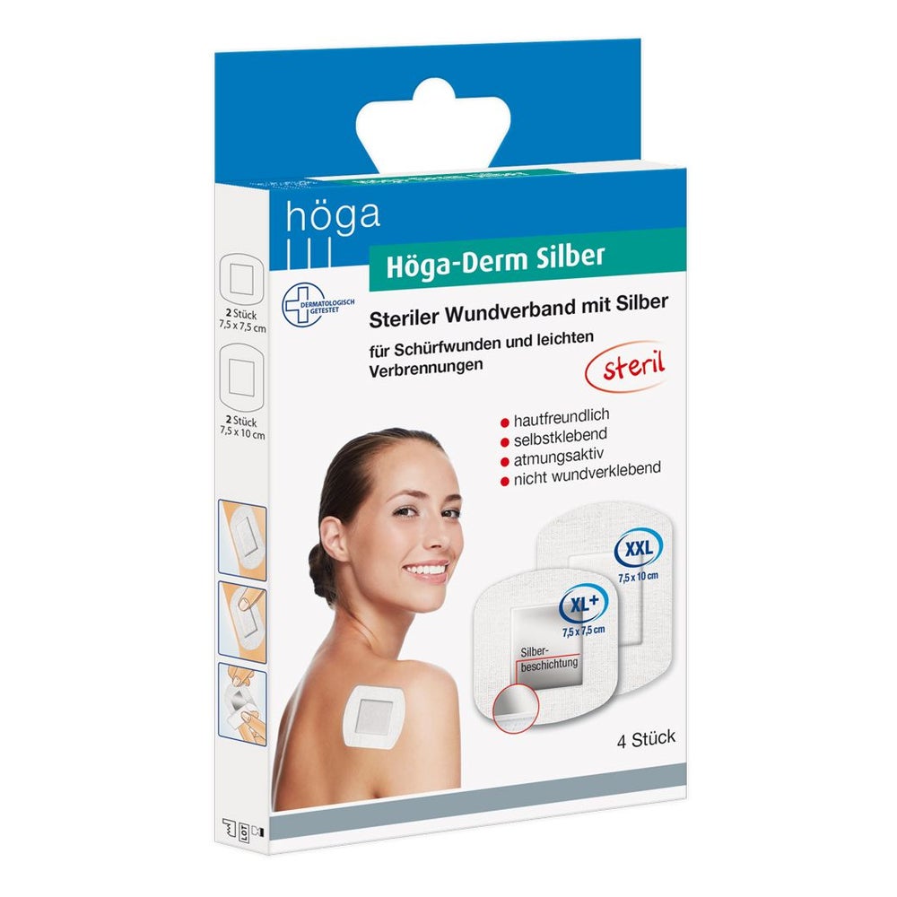 Höga-derm Silber Ste.wundverb.m.silberbe 4 St