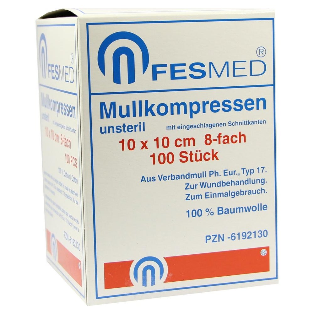 Mullkompressen ES 10x10 cm unsteril 8fac 100 St