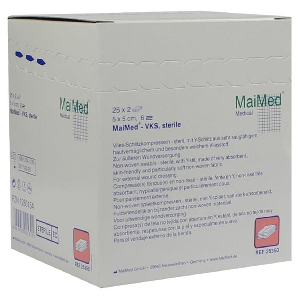 MaiMed® Vlieskompressen steril 6-fach 50 Stück - 5 x 5 cm 25X2 St