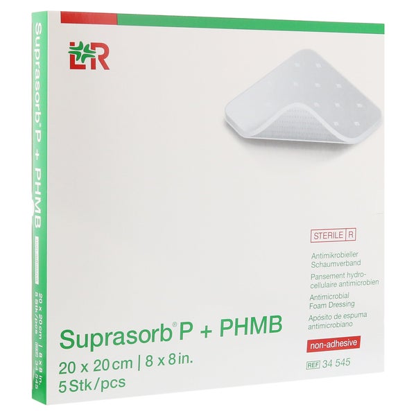 Lohmann & Rauscher Suprasorb P + PHMB anti-mikrobieller Schaumverband - 5 Stück 20 x 20 cm 5 St