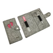 Maniküre-Etui aus Filz "Baby rosa" grau, 2-teilig 1 St