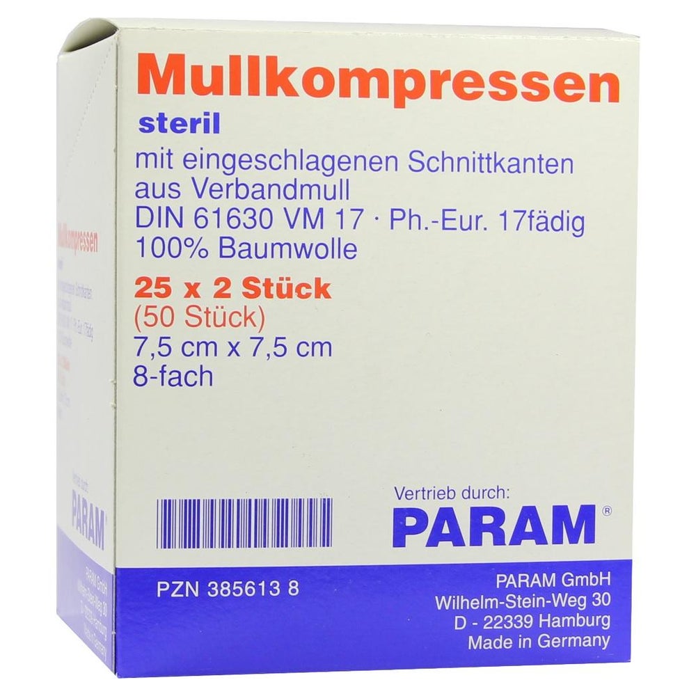 Mullkompressen 7,5x7,5 cm steril 8fach 25X2 St