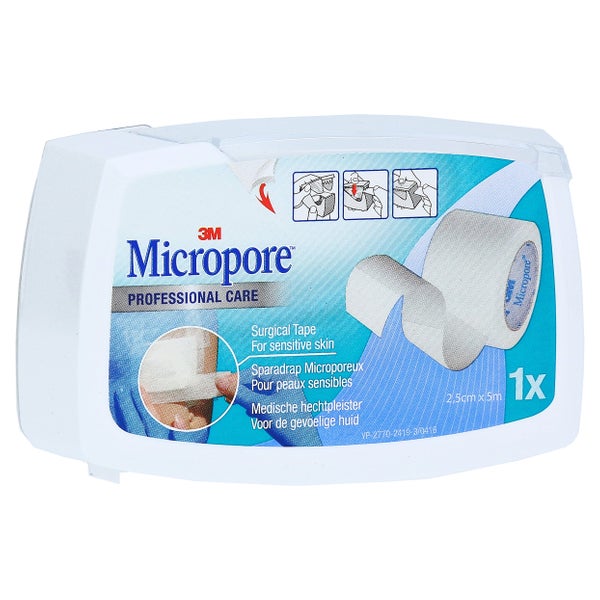 3M Micropore Vliespflaster weiß, 2,5 cm x 5 m, mit Abroller 1 St