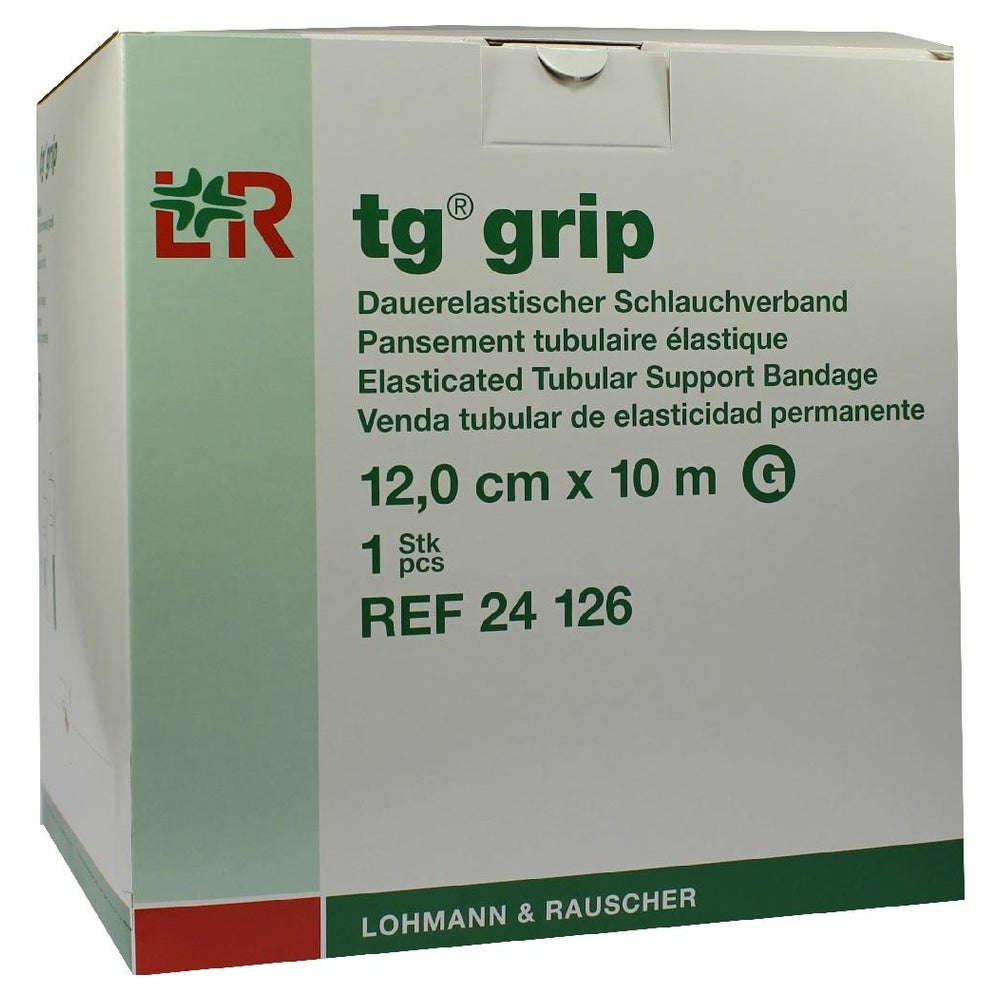 Lohmann & Rauscher tg grip Stütz-Schlauchverband, 10 m, querelastisch und hautfreundlich - 1 Stück, G (12 cm) für Bein, Oberschenkel (groß) 1 St