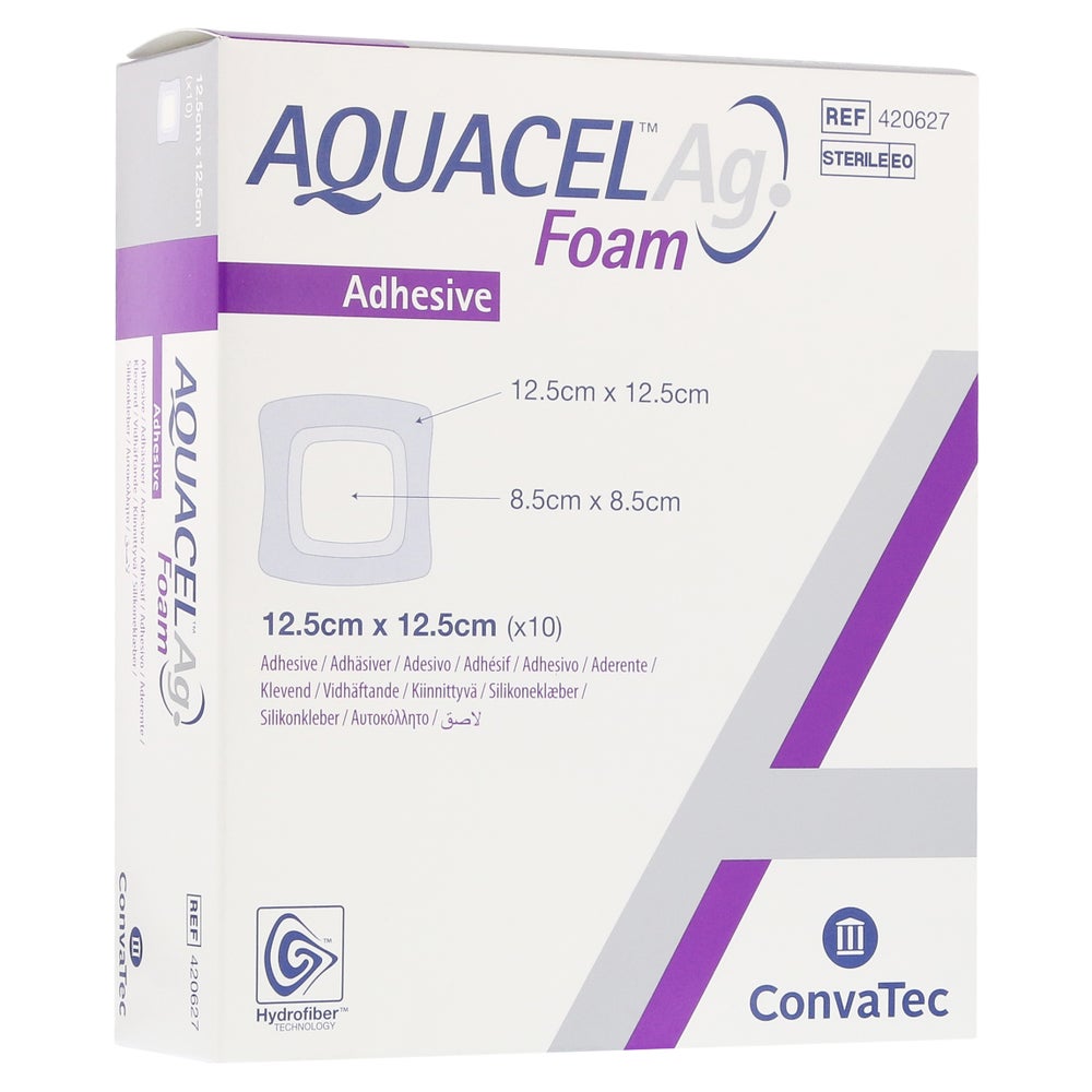 Aquacel Ag Foam adhäsiv 12,5x12,5 cm Ver 10 St
