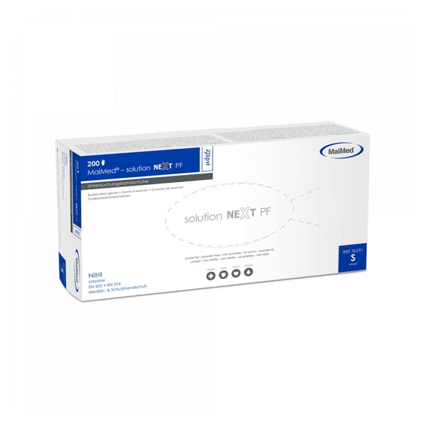MaiMed® solution next PF Einmalhandschuhe Nitril, weiß 200 Stck. - L 200 St