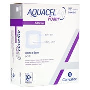 Aquacel Ag Foam adhäsiv 8x8 cm Verband 10 St