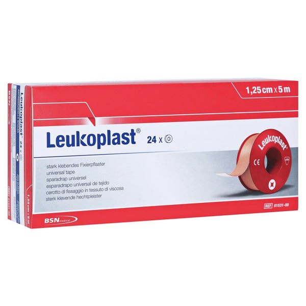 BSN Leukoplast Fixierpflaster ohne Schutzring hautfarben - 24 Rollen 5 m x 1,25 cm 24 St