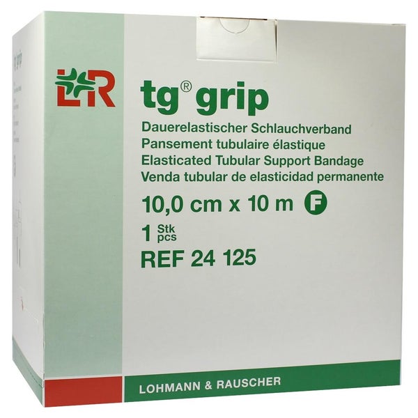 Lohmann & Rauscher tg grip Stütz-Schlauchverband, 10 m, querelastisch und hautfreundlich - 1 Stück, F (10 cm) für Bein, Oberschenkel (mittel) 1 St