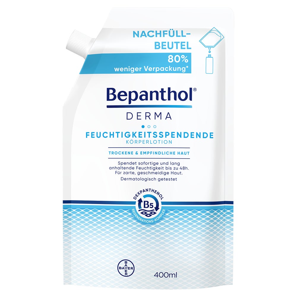 Bepanthol DERMA Feuchtigkeitsspendende Körperlotion, Nachfüllbeutel 1X400 ml
