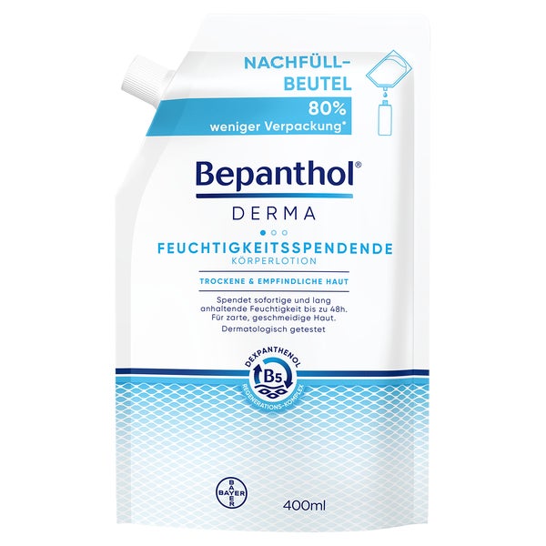Bepanthol DERMA Feuchtigkeitsspendende Körperlotion, Nachfüllbeutel 1X400 ml