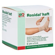 Produktabbildung: Lohmann & Rauscher Rosidal haft Kurzzugbinde, 5 m, unsteril, textilelastisch - 1 Stück, einzeln in Faltschachtel, Maße: 6 cm x 5 m 1 St
