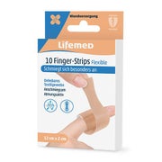 Lifemed 10 Finger-Strips 12 cm x 2 cm hautfarben "Flexible" 10 St