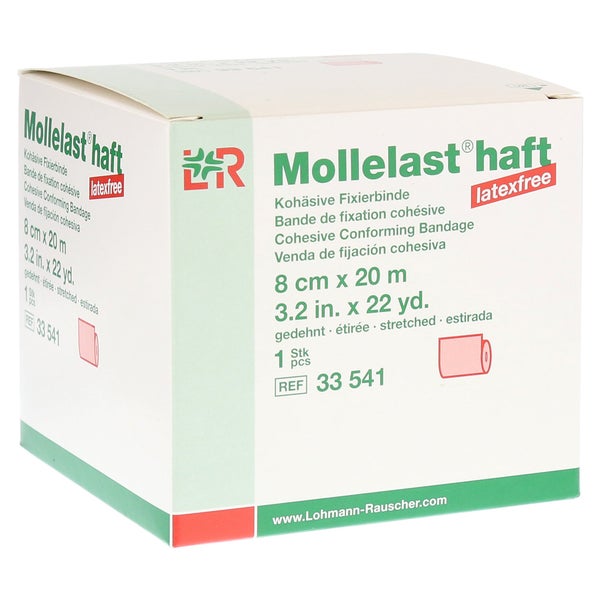 Lohmann Rauscher Mollelast haft Kohäsive Fixierbinde Latexfrei 1 Stück - Rot / 8 cm x 20 m 1 St