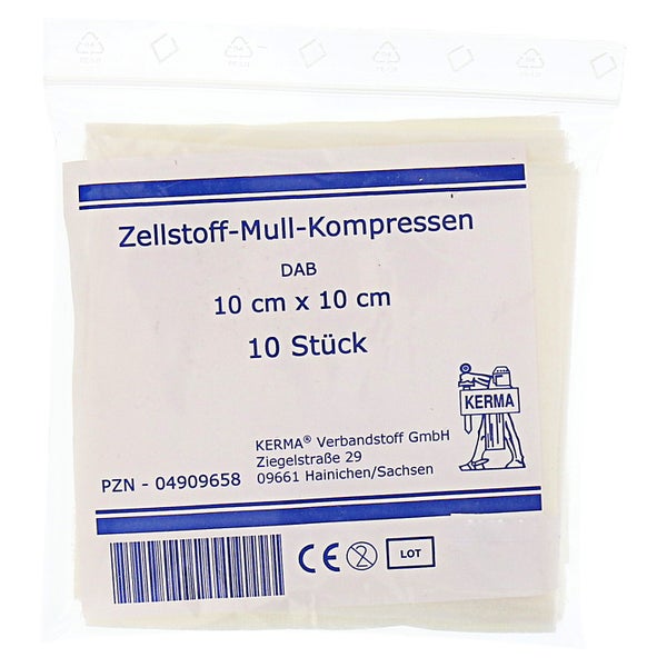Zellstoff Mullkompressen 10x10 cm unster 10 St