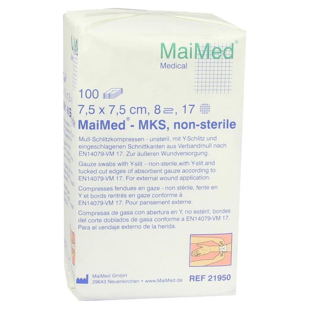 MaiMed Mull - Schlitzkompressen unsteril 8- lagig 100 Stück 100 St