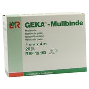Lohmann & Rauscher Geka Mullbinde, starr, 20-fädig, weiß - 1 Packung = 20 Stück, einzeln eingesiegelt, Maße: 4 cm x 4 m 20 St