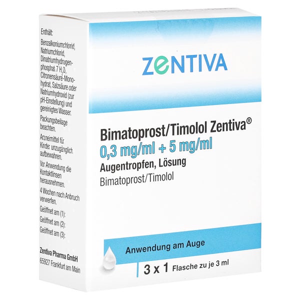 BIMATOPROST/Timolol Zentiva 0,3mg/ml + 5mg/ml ATR 3X3 ml