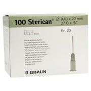 B. Braun Sterican Standardkanülen 100 Stück (Gr. 20, G 27 x ¾" / Ø 0,40 x 20 mm, grau) 100 St