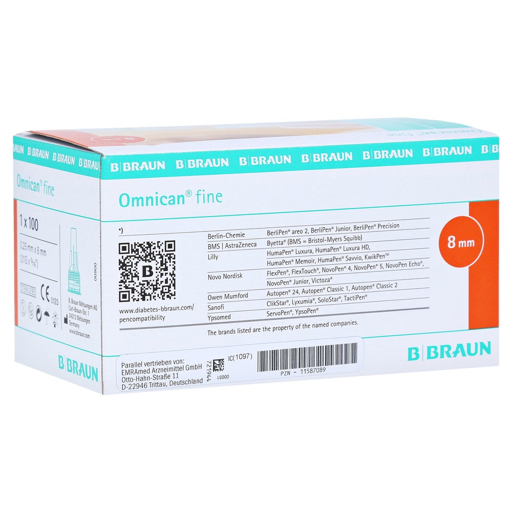 Omnican fine Pen Kanüle 31 G 0,25x8 mm 100 St