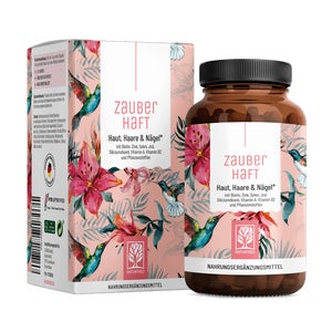 Beauty Komplex fr Haut, Haare und Ngel mit Biotin, Selen, Jod, Zink,  Vitamin A, B2 & Siliciumdioxid - ZAUBERHAFT - 120 vegane Kapseln -  NATURTREU 120 St online kaufen | DocMorris