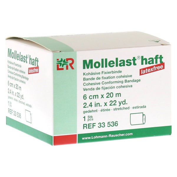 Lohmann Rauscher Mollelast haft Kohäsive Fixierbinde Latexfrei 1 Stück - Weiß / 6 cm x 20 m 1 St
