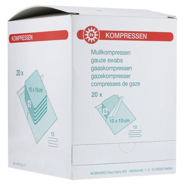 NOBA sterile Mullkompressen 12- lagig 20 x 5 Stück - 10 x 10 cm 20X5 St