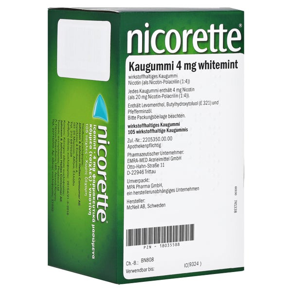 Nicorette Kaugummi 4 mg whitemint - Reimport 105 St