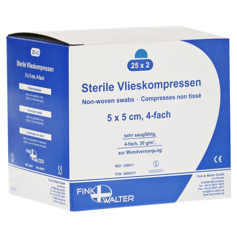 Vlieskompressen Steril 5x5 cm 4fach 25X2 St