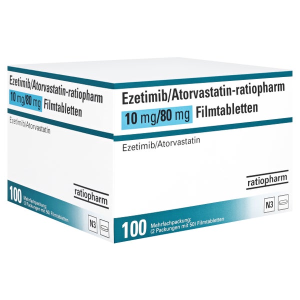 EZETIMIB/Atorvastatin-ratiopharm 10 mg/80 mg FTA 100 St