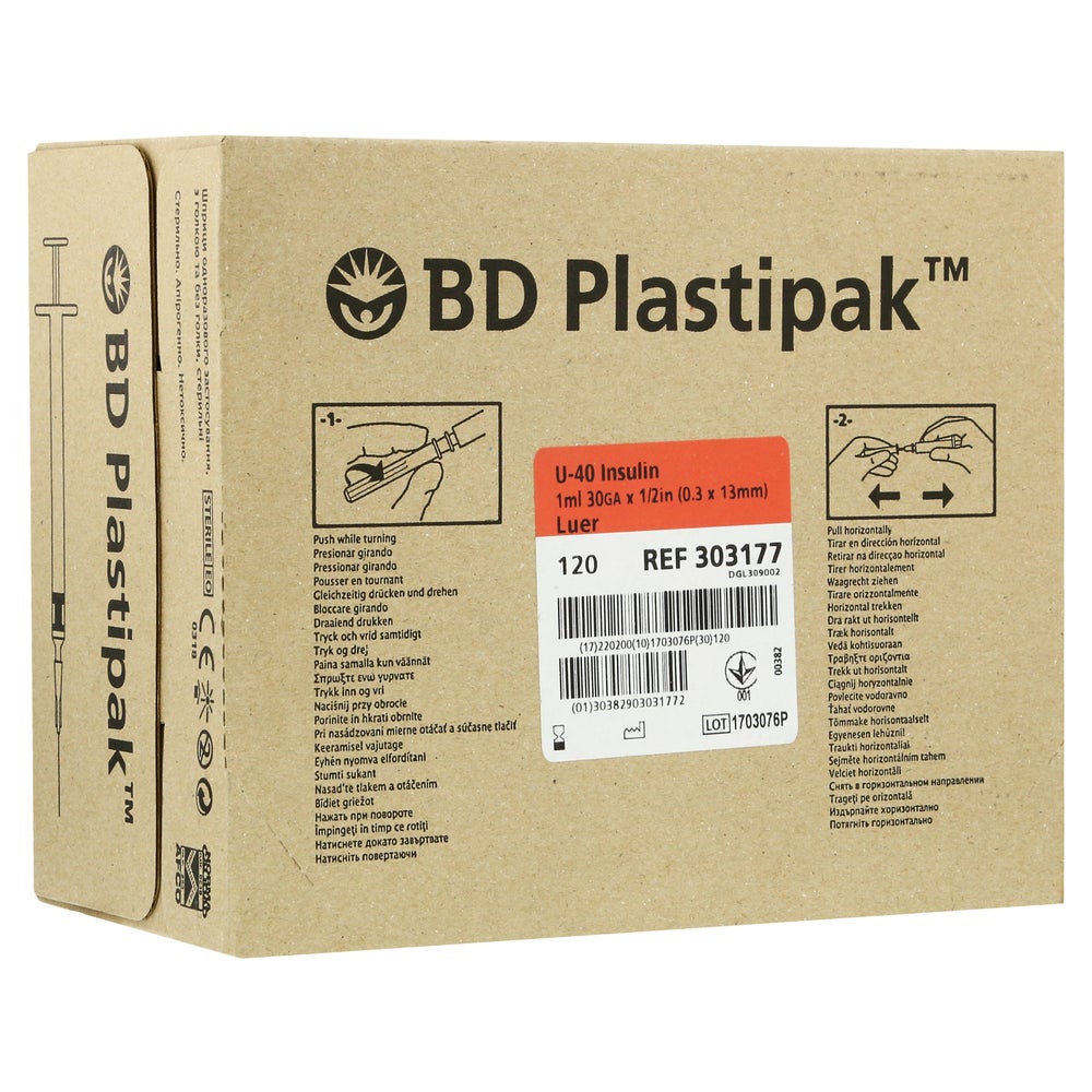 BD Plastipak Insulinspr.1 ml U40 m.Kan.3 120 St