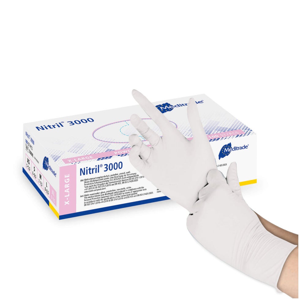 Meditrade Nitril 3000 Untersuchungshandschuhe weiß Gr. XL 100 St
