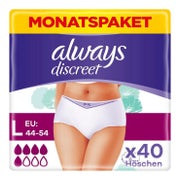 Always Discreet Inkontinenz-Höschen Normal, Größe L, 40 Höschen (4 Packungen x 10 Stück) Monatspaket bei Blasenschwäche 40 St